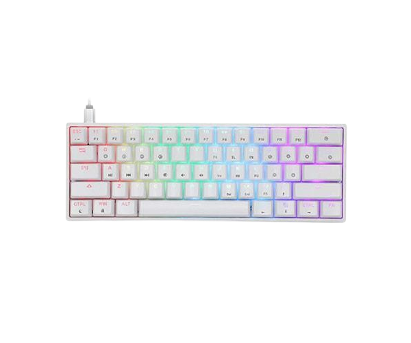 מקלדת גיימינג אופטו־מכנית לבנה SKYLOONG GK61 RGB עם תאורת RGB ומקשים בעברית ואנגלית