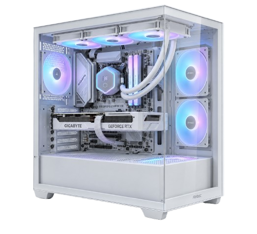 מחשב גיימינג לבן HAIM PC עם מעבד AMD Ryzen 5 7500X3D וכרטיס מסך GIGABYTE RTX 5060 EAGLE OC ICE, זיכרון 32GB DDR5 ואחסון 1TB NVMe