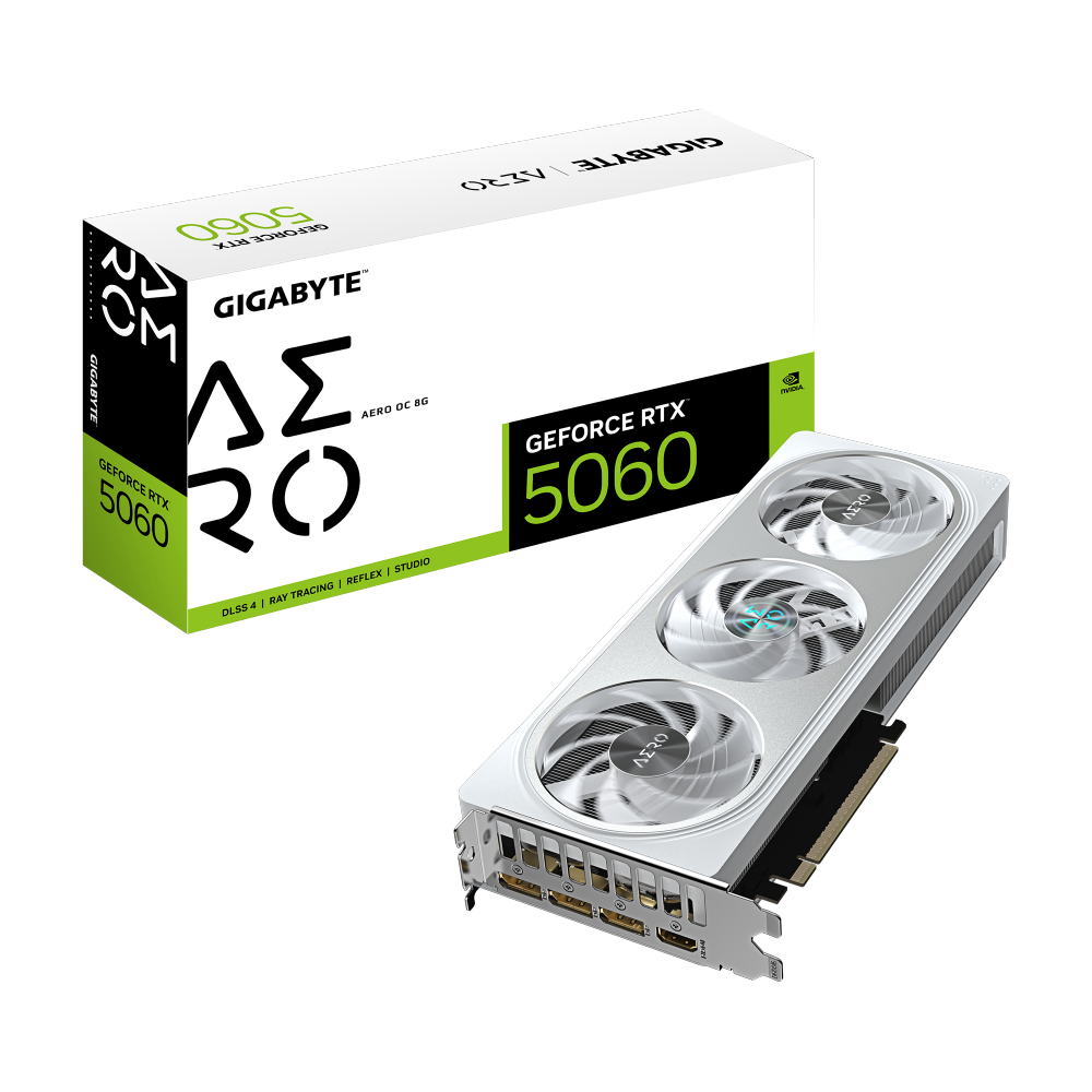 כרטיס מסך GIGABYTE GeForce RTX 5060 AERO OC 8GB – לבן