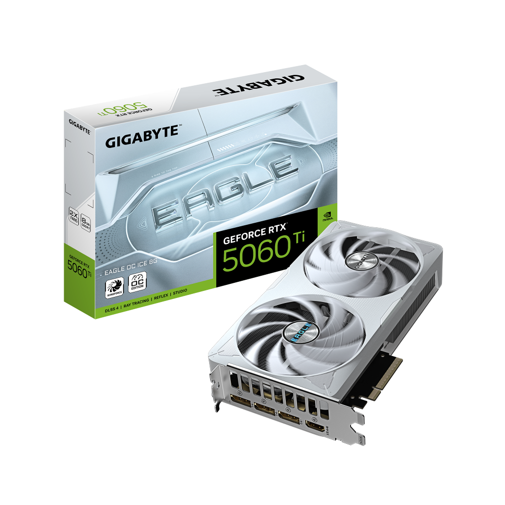 כרטיס מסך GIGABYTE GeForce RTX 5060 Ti EAGLE OC ICE 8GB – לבן