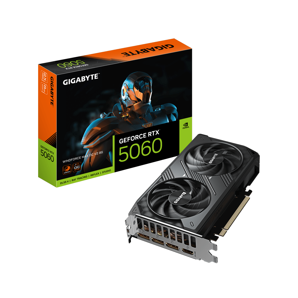 כרטיס מסך GIGABYTE GeForce RTX 5060 WINDFORCE MAX OC V2 8GB