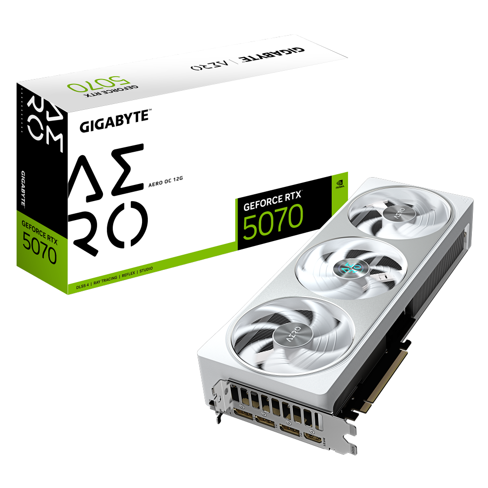 כרטיס מסך GIGABYTE GeForce RTX 5070 AERO OC 12GB – לבן