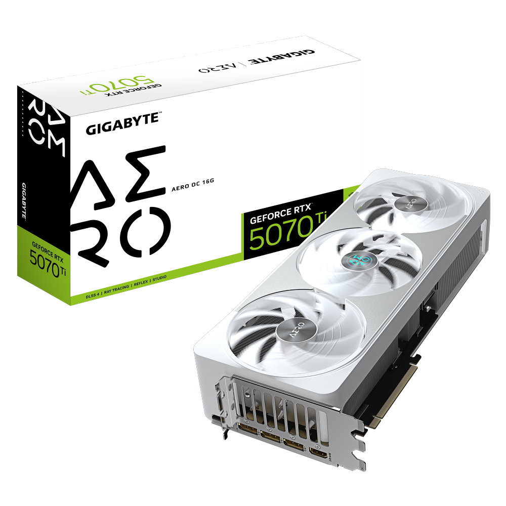 כרטיס מסך GIGABYTE GeForce RTX 5070 Ti AERO OC 16GB – לבן