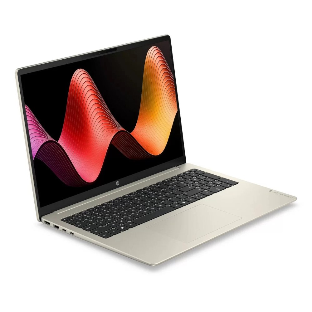 מחשב נייד HP OmniBook 3 16 בצבע זהב – מבט בזווית מהצד השני