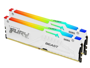 זיכרון לנייח Kingston FURY Beast RGB 32GB (2x16GB) DDR5 6000MHz CL30 AMD EXPO – לבן